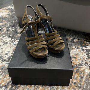 Suede Sage Green Saint Laurent Heels